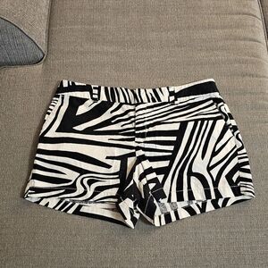 Ann Taylor LOFT Zebra Print Casual Linen Blend Slouchy Lagen Shorts 12